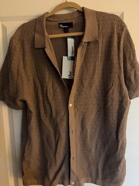 The Commons Men's honeycomb sweater knit shirt - L